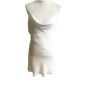 Meshki Mini Slip Dress Cowl Neck Satin Size XL Pearly White Party Dress Wedding